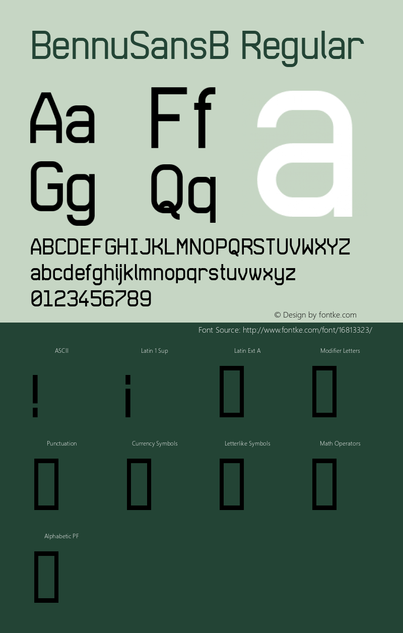 BennuSansB Regular Version 4.70 Font Sample