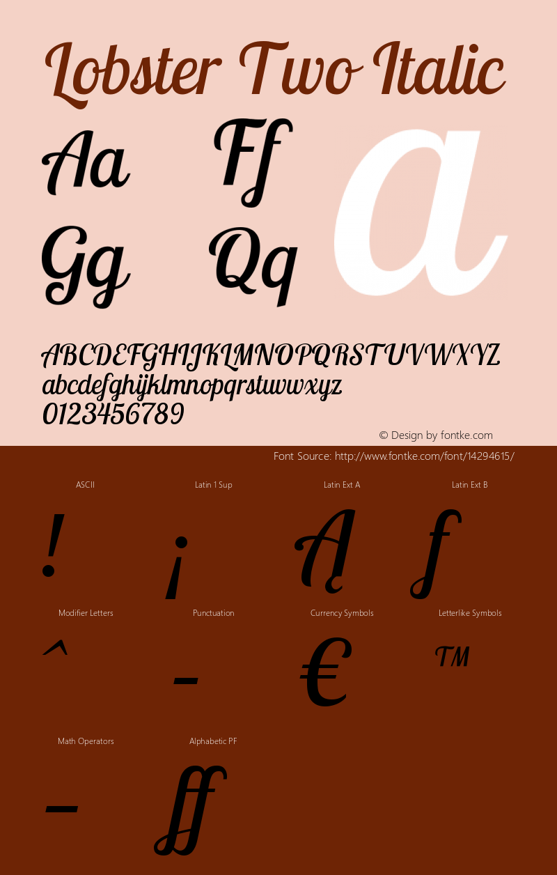 Lobster Two Italic Version 1.006 Font Sample