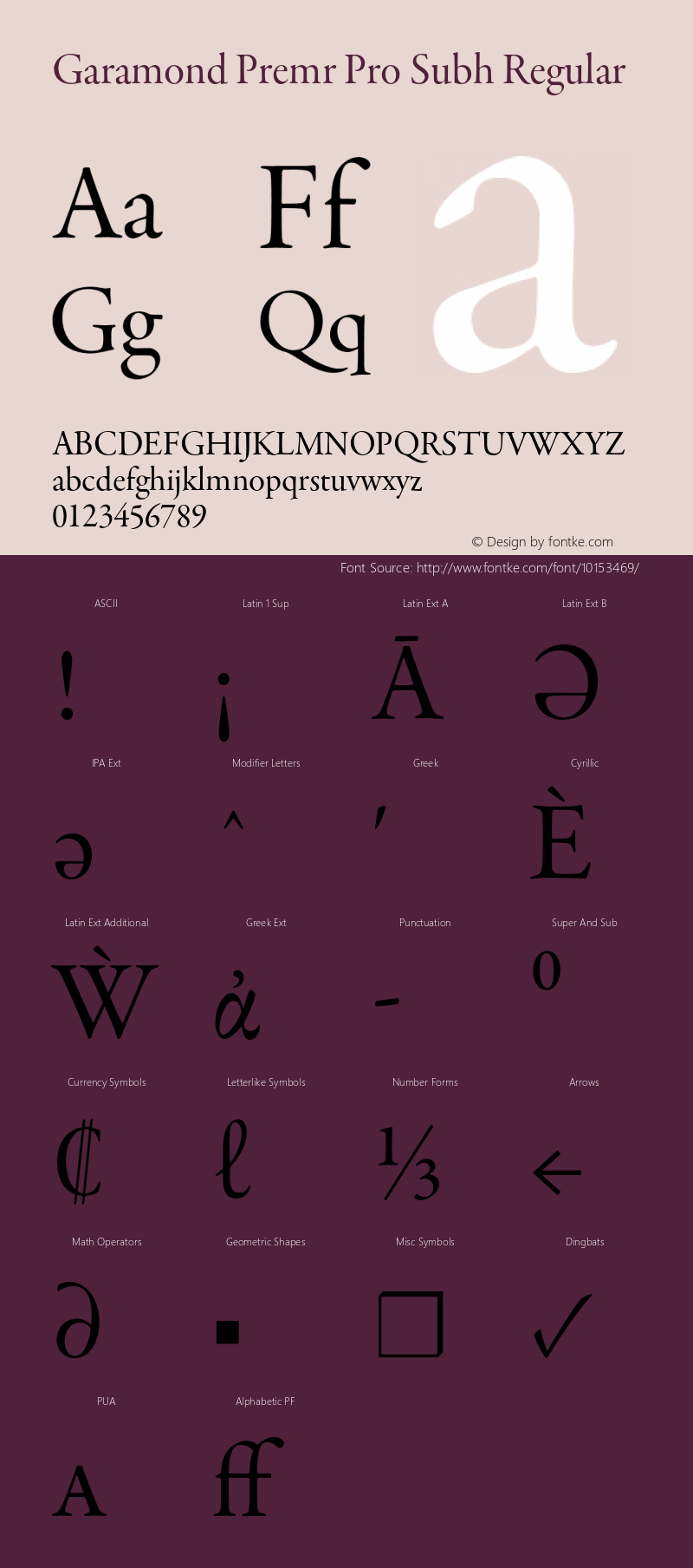 Garamond Premr Pro Subh Regular Version 1.014;PS 001.000;Core 1.0.38;makeotf.lib1.6.6565 Font Sample