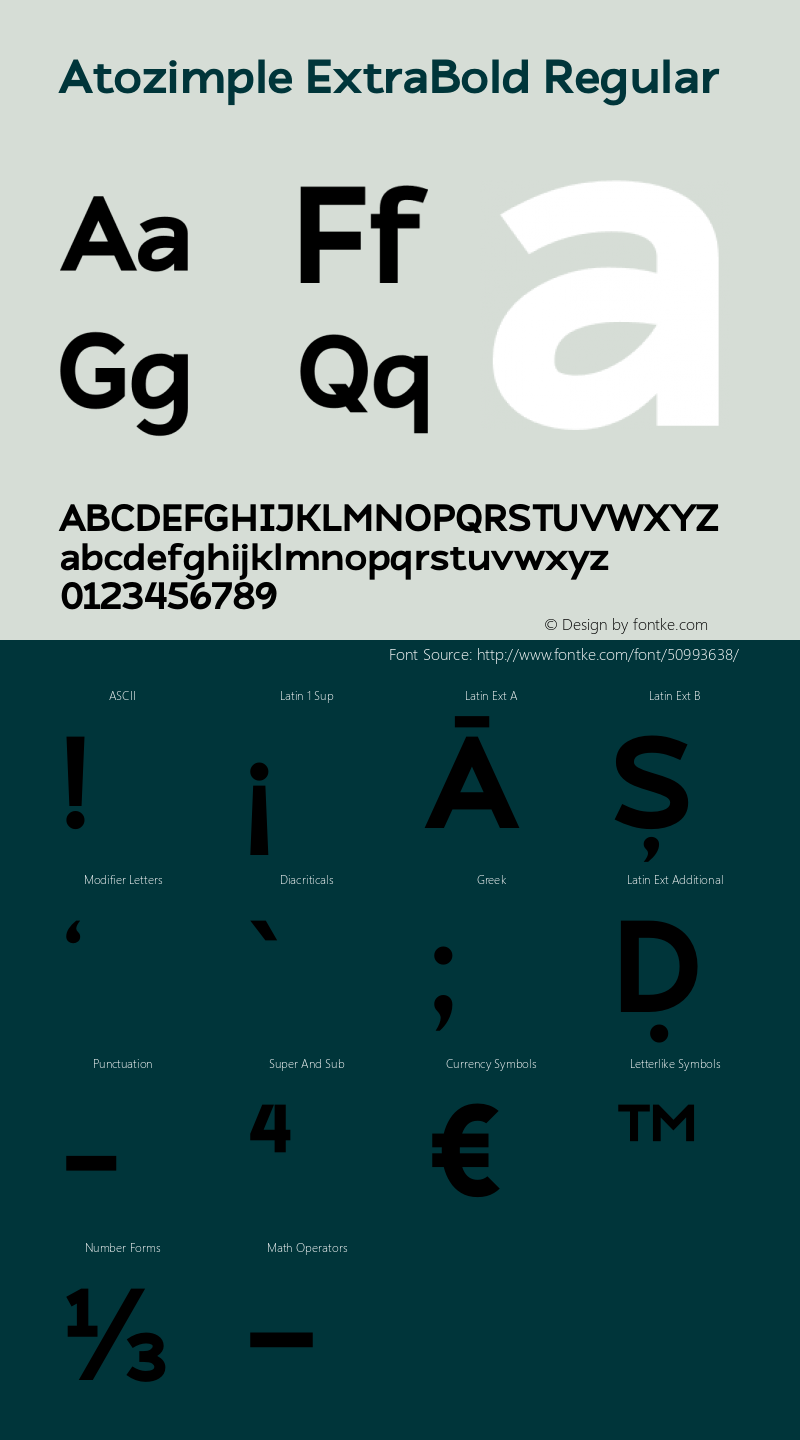 Atozimple ExtraBold Version 1.00;January 10, 2020 Font Sample