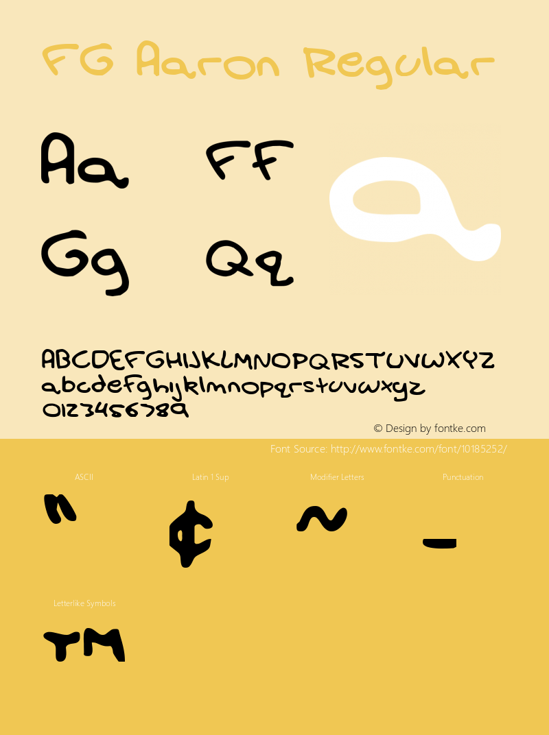 FG Aaron Regular 2000; 1.0, initial release Font Sample