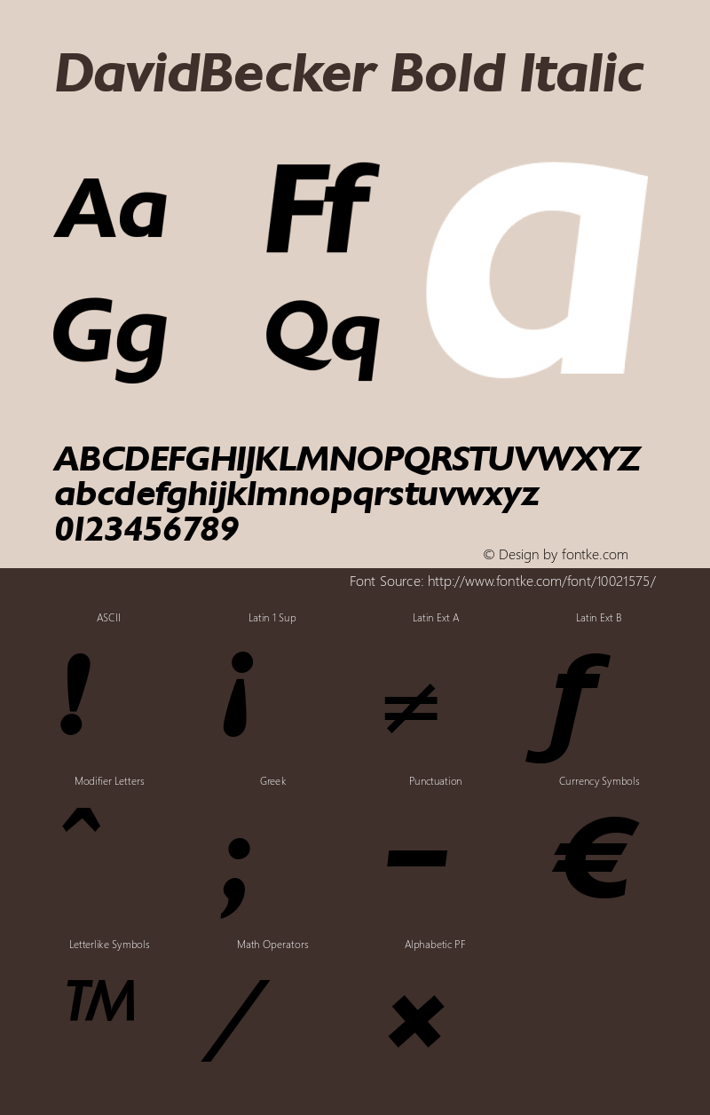 DavidBecker Bold Italic 001.000 Font Sample