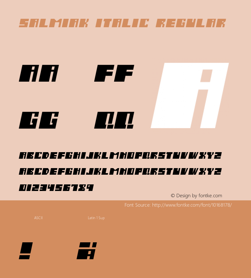 Salmiak Italic Regular 001.000 Font Sample