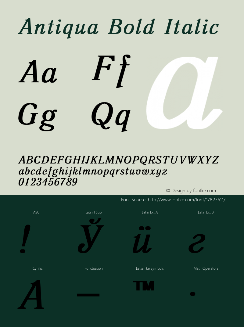 Antiqua Bold Italic Converted from t:\ANTIQUA1.BF1 by ALLTYPE Font Sample