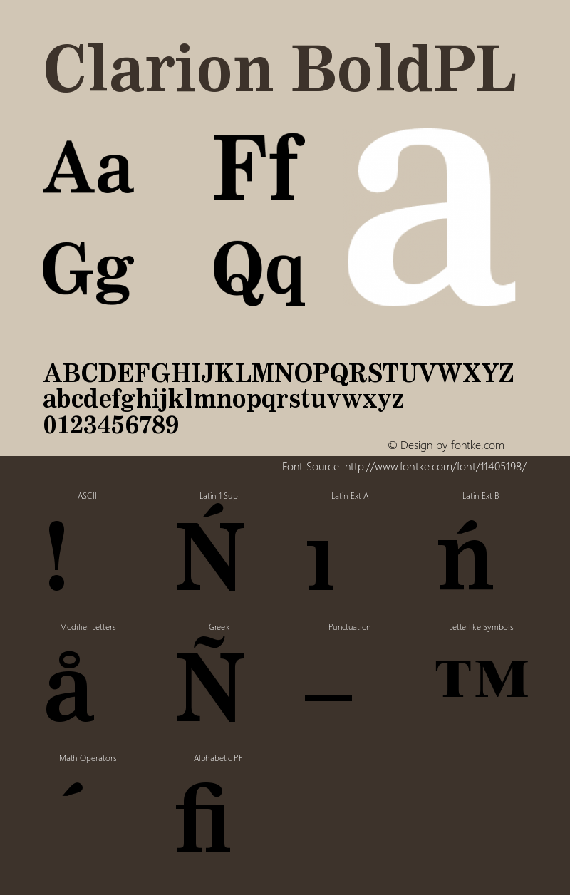 Clarion BoldPL Version 001.000 Font Sample