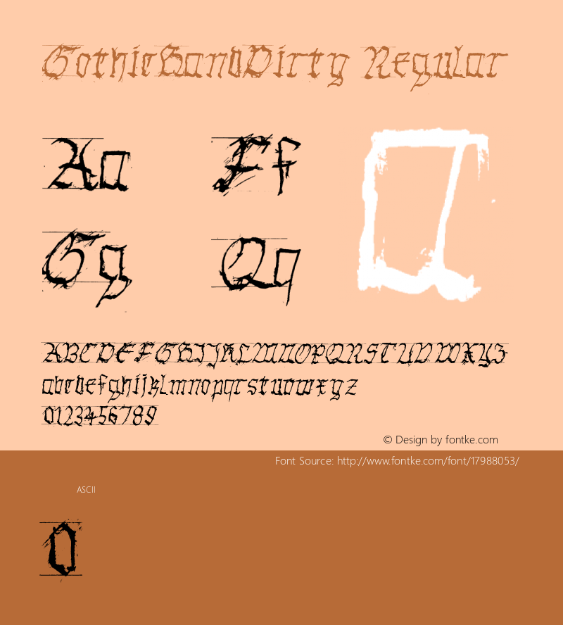 GothicHandDirty Regular Version 1.00 Font Sample