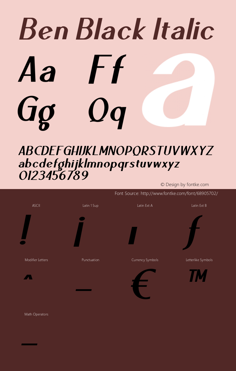 Ben Black Italic Version 1.000 Font Sample