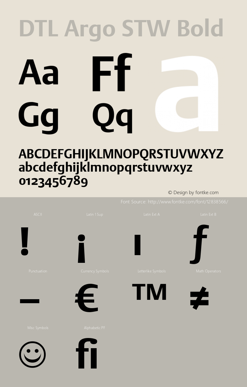 DTL Argo STW Bold Version 001.000 Font Sample