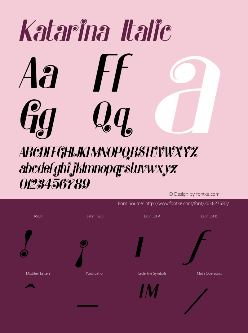 Katarina Italic Altsys Fontographer 3.5  7/12/96图片样张