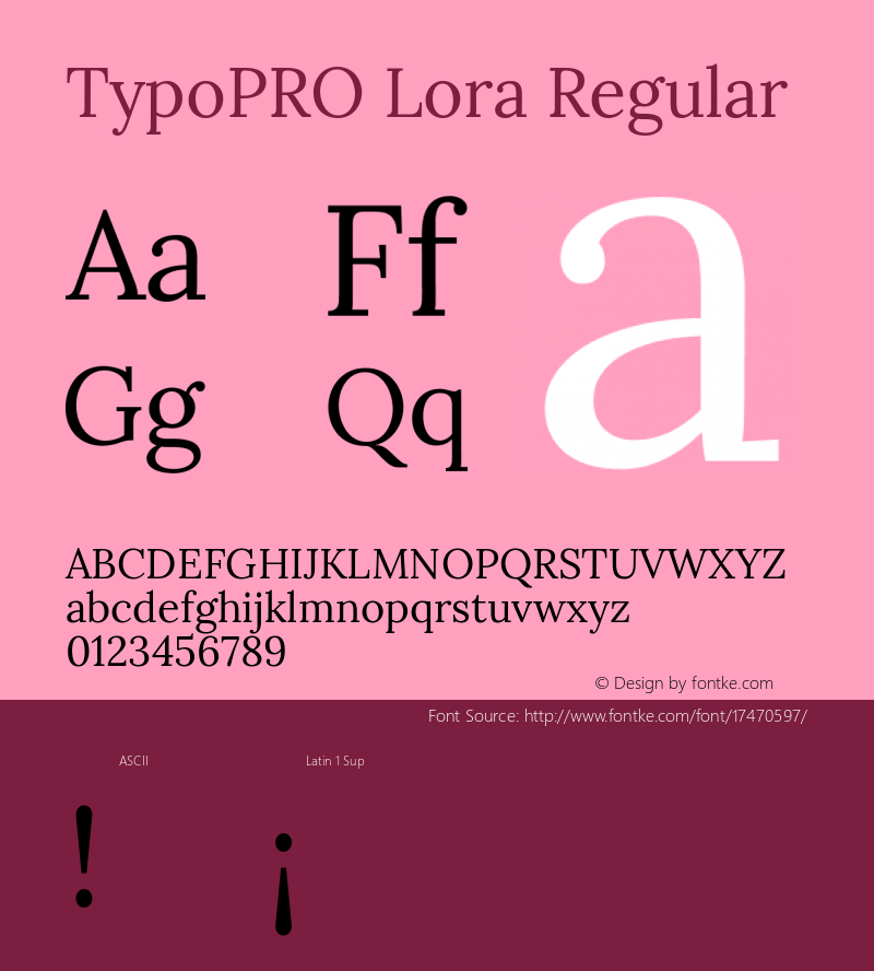 TypoPRO Lora Regular Version 1.014 Font Sample