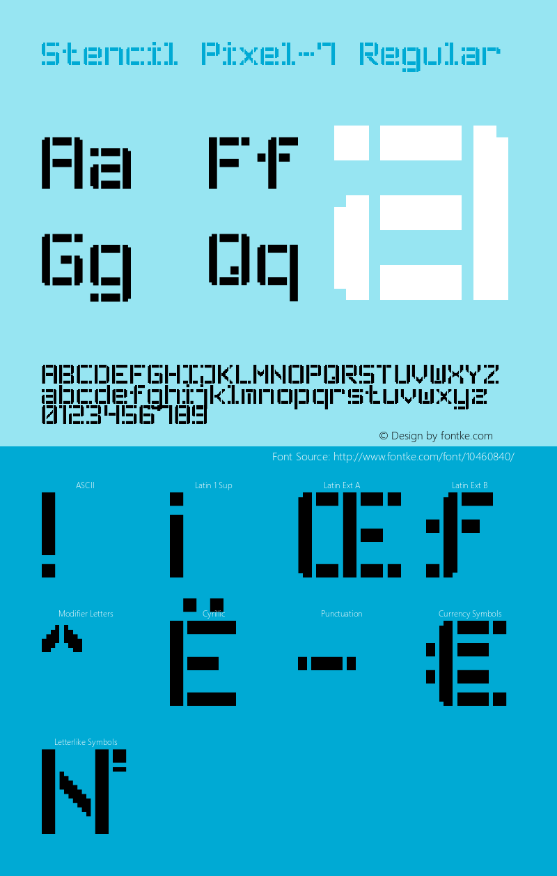 Stencil Pixel-7 Regular Version 1.000 Font Sample