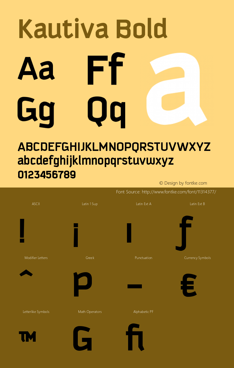 Kautiva Bold Version 001.000 Font Sample