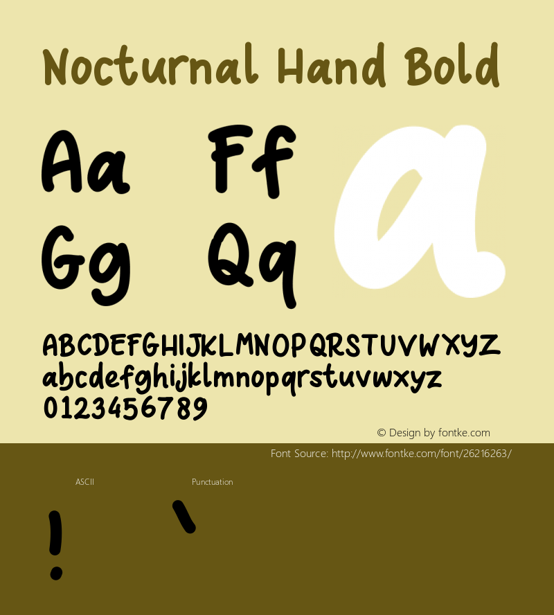 Nocturnal Hand Bold Version 1.00;May 31, 2018;FontCreator 11.0.0.2408 64-bit Font Sample