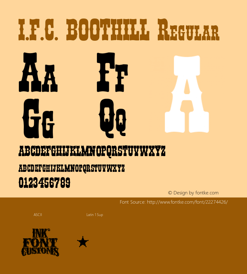 I.F.C. BOOTHILL Version 1.00 March 30, 2012, initial release Font Sample