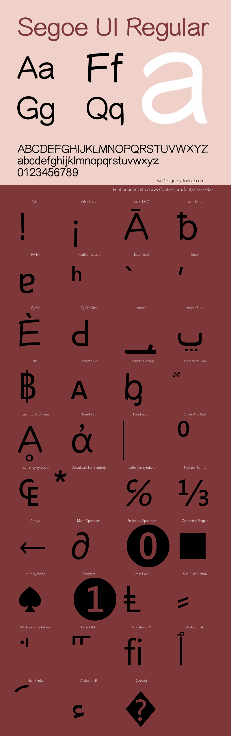 Segoe UI Version 5.01 Font Sample