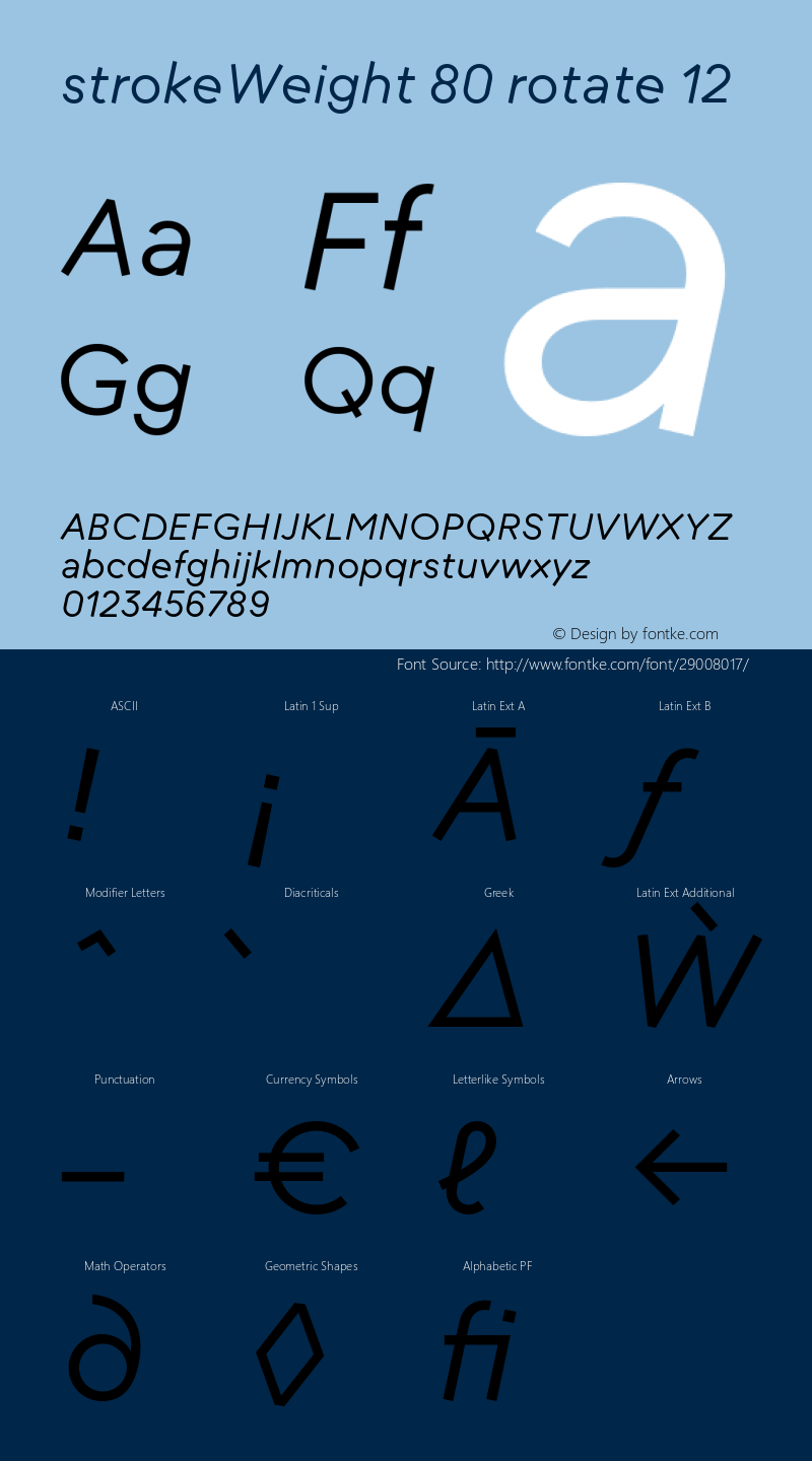 strokeWeight-080rotateR12 Version 1.007 Font Sample