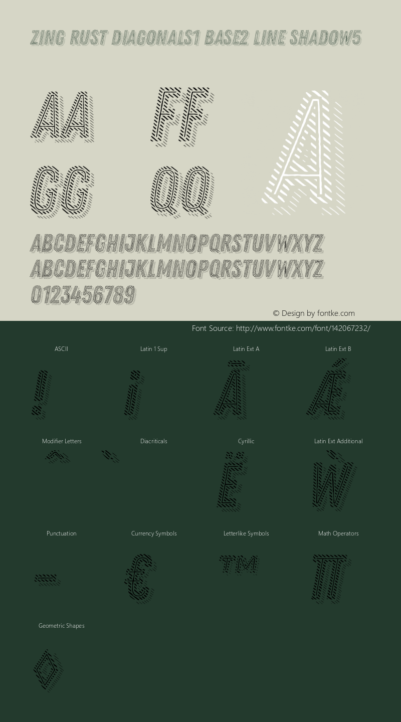 Zing Rust Diagonals1 Base2 Line Shadow5 Version 1.000 Font Sample