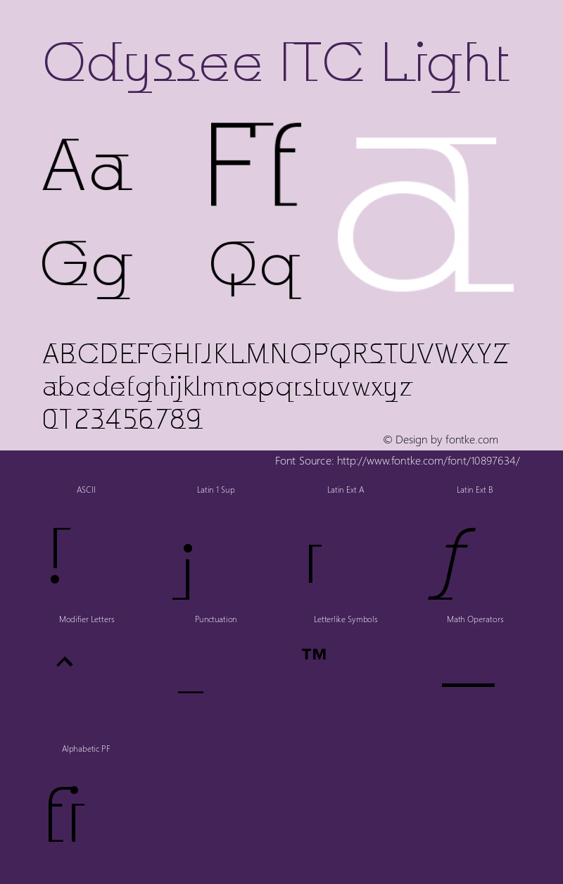 Odyssee ITC Light Version 001.001 Font Sample