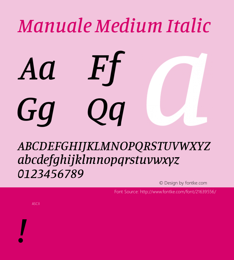 Manuale Medium Italic  Font Sample