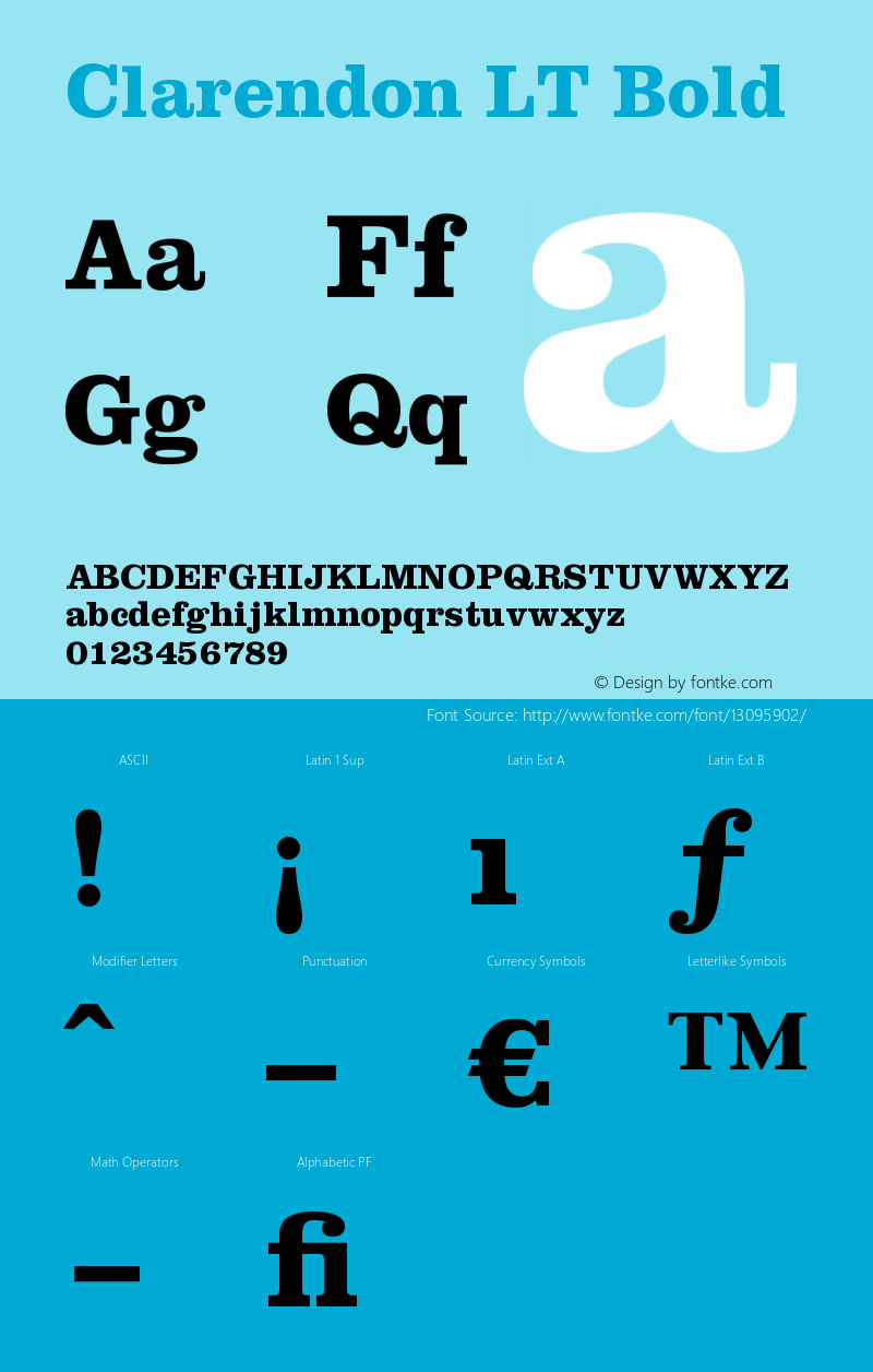 Clarendon LT Bold Version 006.000 Font Sample