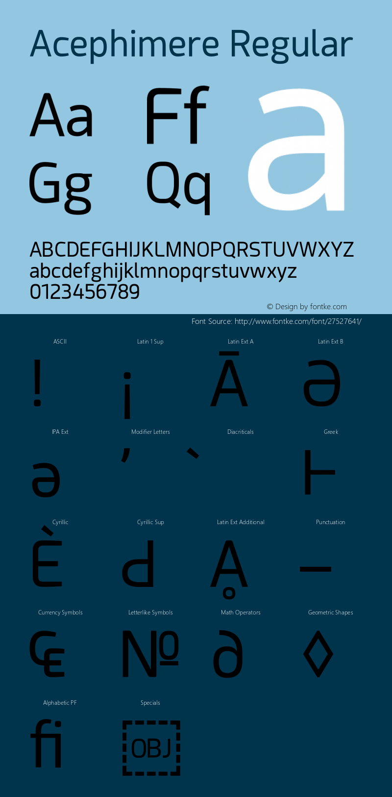 Acephimere Version 1.01 August 4, 2018 Font Sample