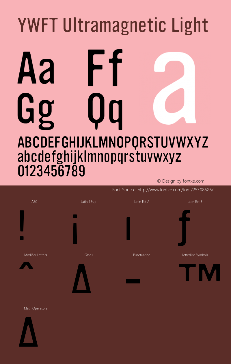 YWFTUltramagnetic-Light version 1.00 Font Sample