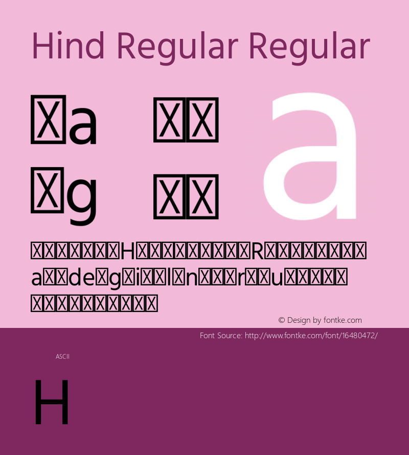 Hind Regular Regular Version 1.201;PS 1.0;hotconv 1.0.78;makeotf.lib2.5.61930; ttfautohint (v1.1) -l 7 -r 28 -G 50 -x 13 -D latn -f deva -w G Font Sample