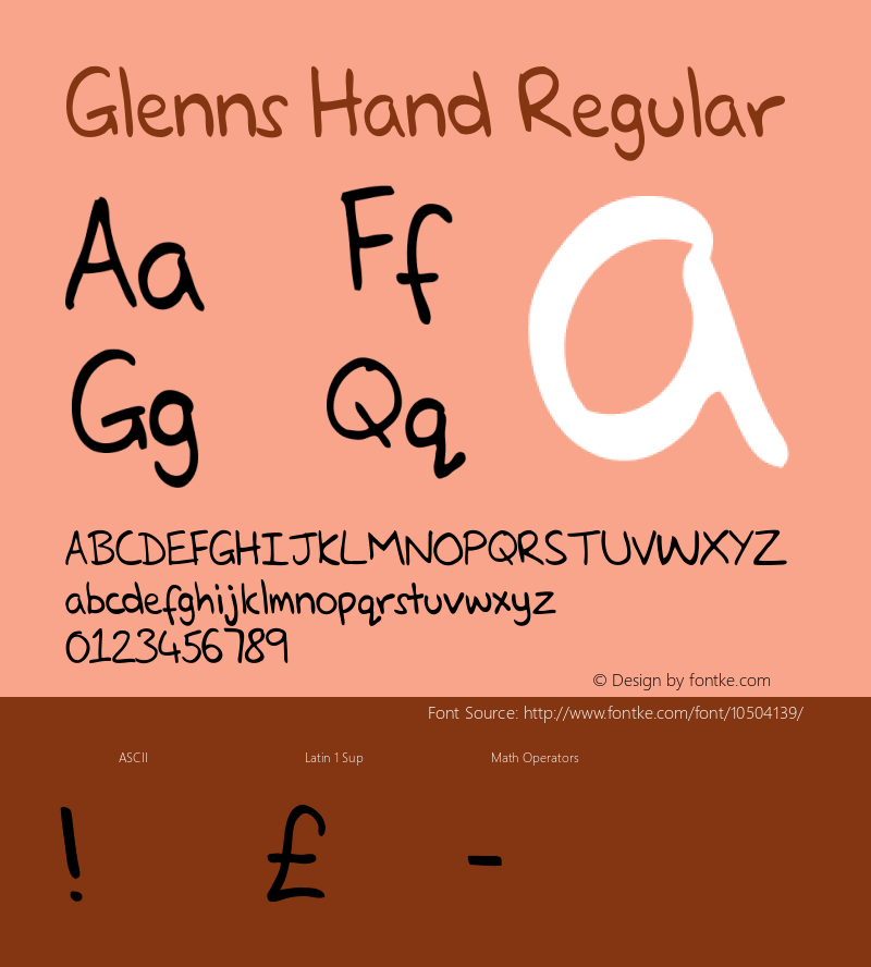 Glenns Hand Regular Version 1.0 Font Sample