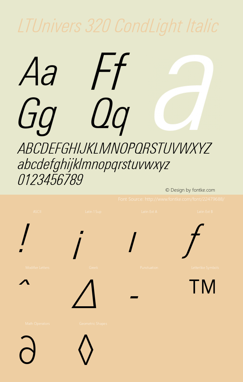 LinotypeUnivers CondLightItalic Lino 11.12.1997 Font Sample
