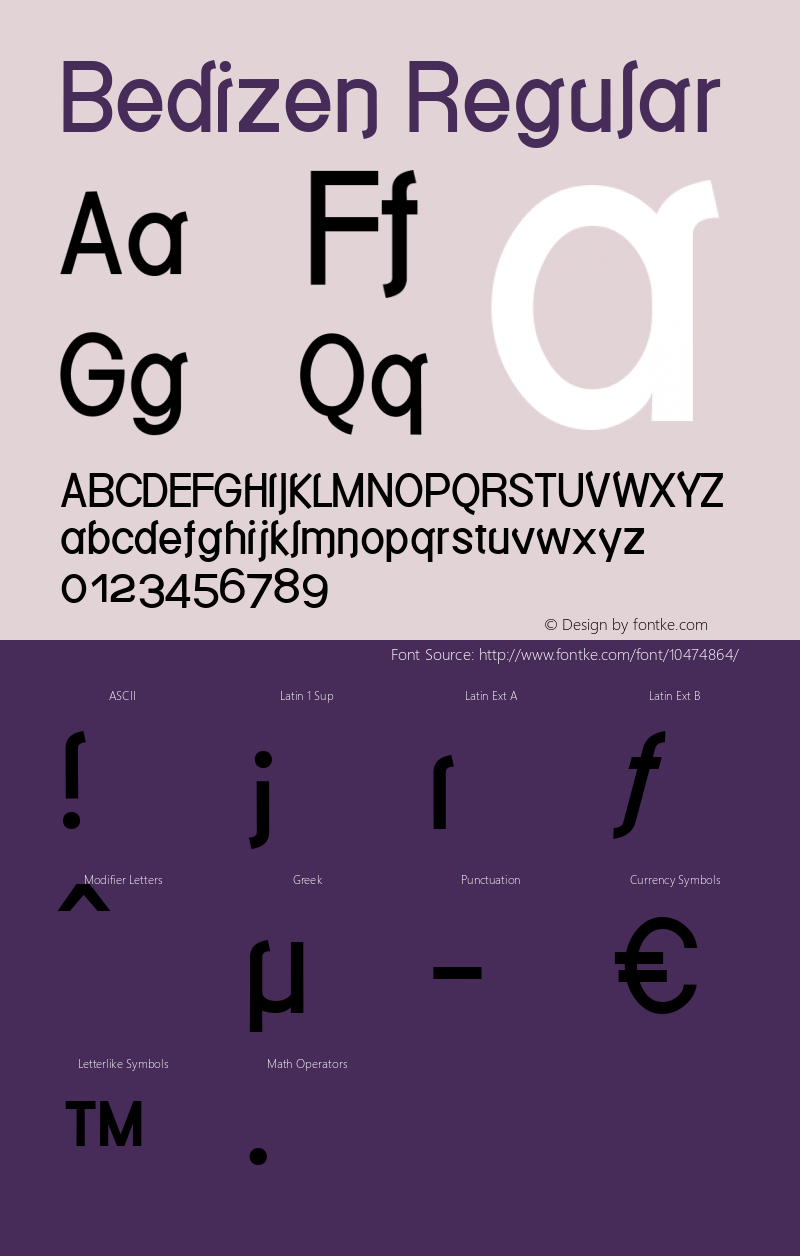 Bedizen Regular v0.1 3/20/01 Font Sample