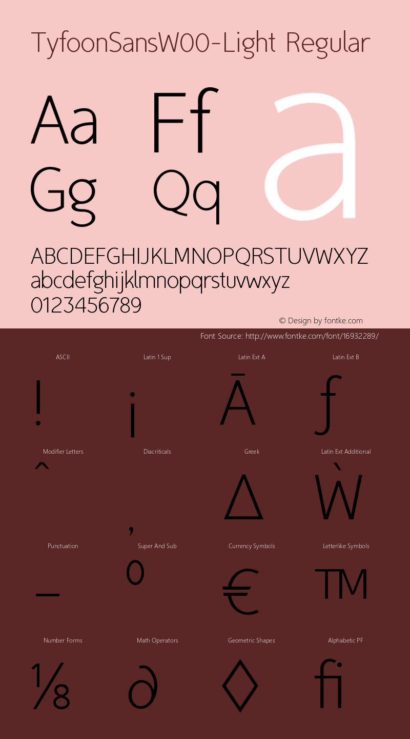 TyfoonSansW00-Light Regular Version 1.10 Font Sample