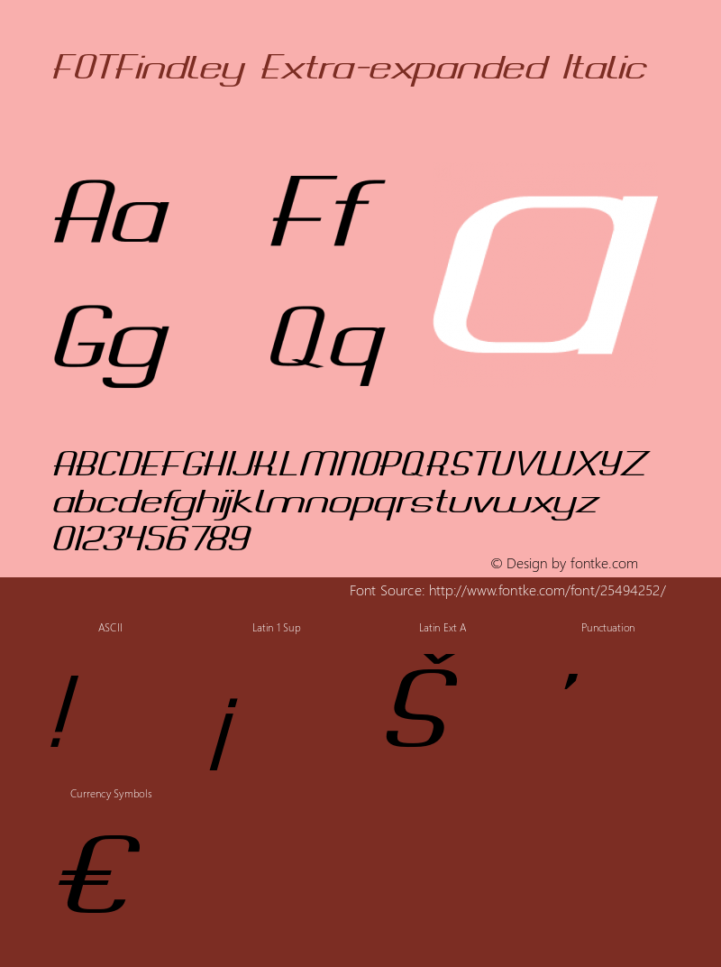 FOTFindley-ExtraexpandedItalic Version 1.000 Font Sample