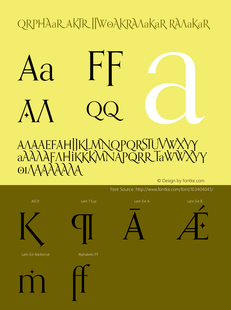 Orpheus Alts II W05 Regular Version 1.00 Font Sample