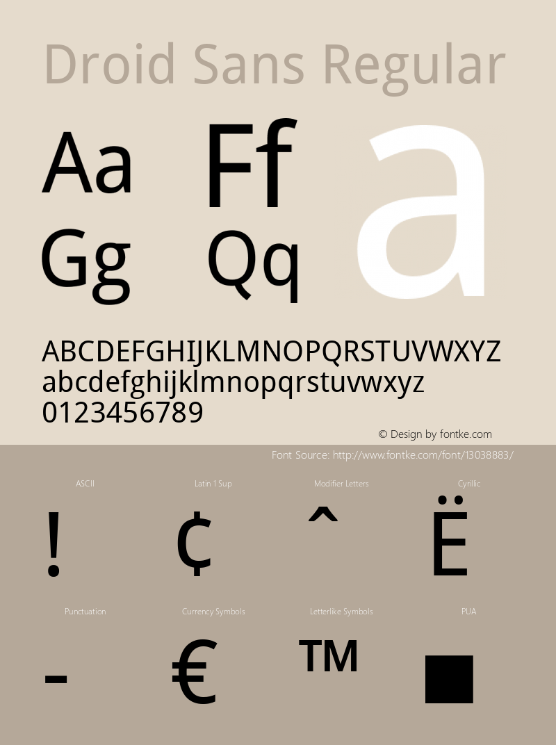 Droid Sans Regular Version 1.00 build 107 Font Sample