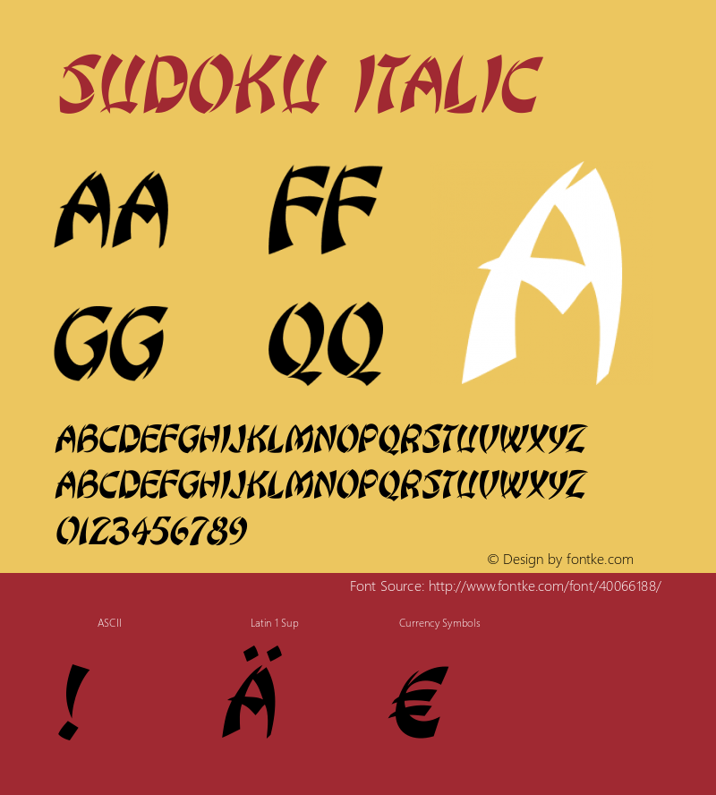 Sudoku Italic Version 1.000 Font Sample