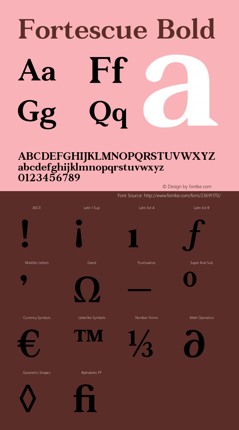 Fortescue Bold Version 1.000; ttfautohint (v1.5) Font Sample