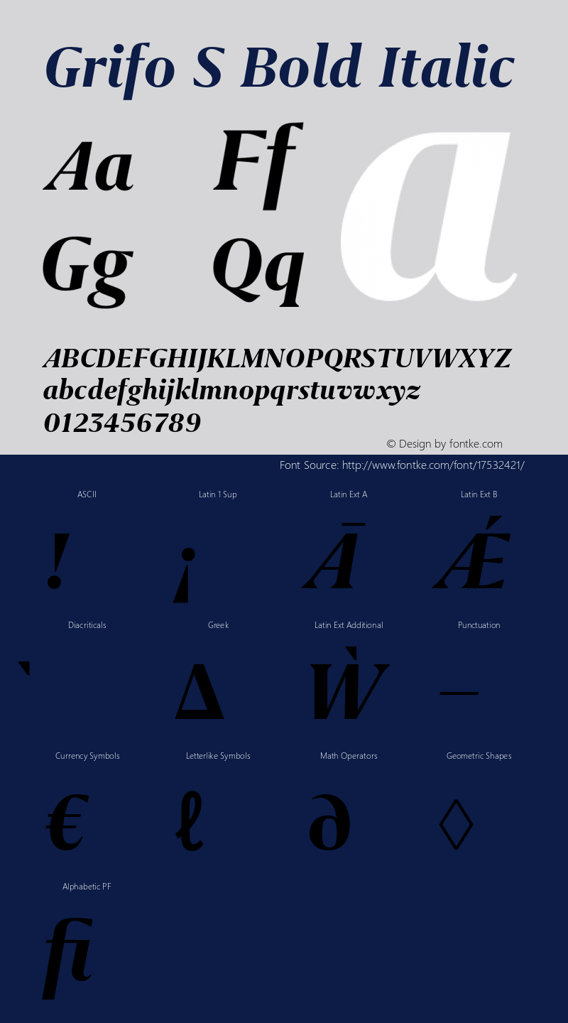 Grifo S Bold Italic Version 1.000;PS 001.000;hotconv 1.0.88;makeotf.lib2.5.64775 Font Sample