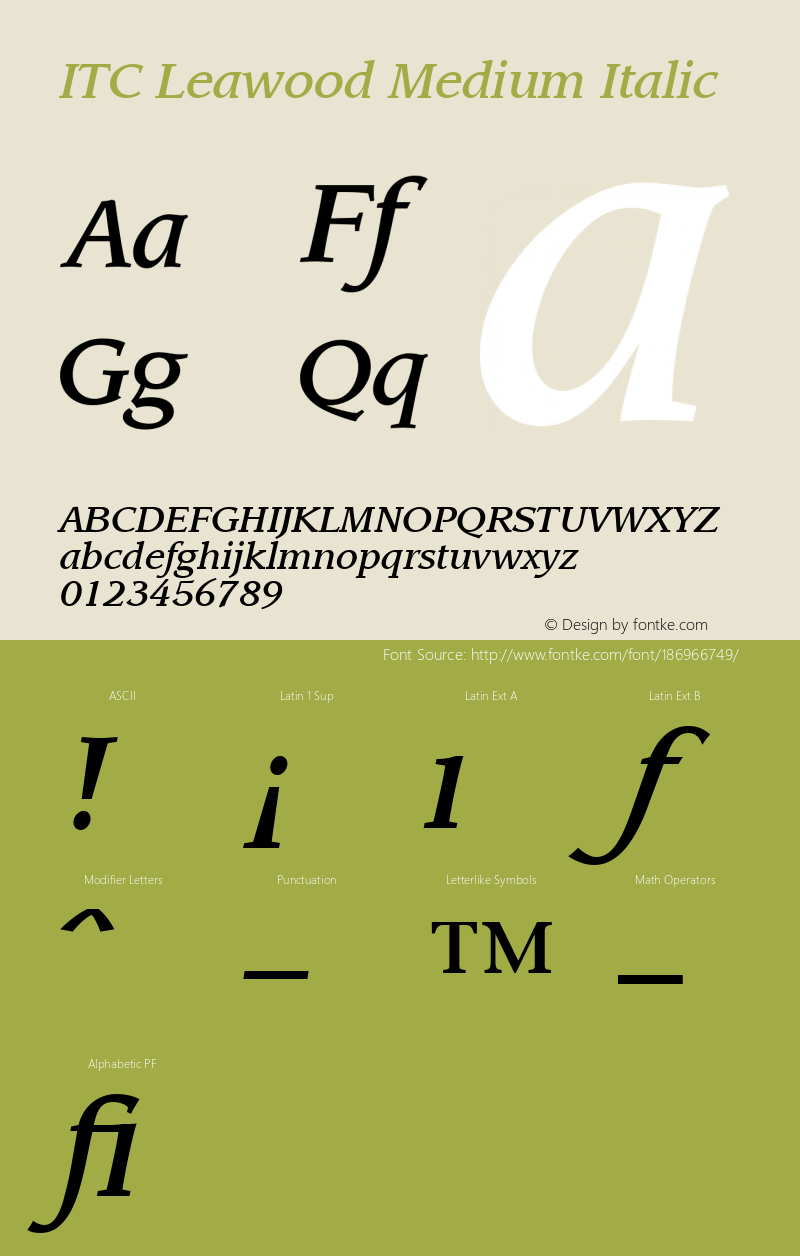 ITC Leawood Medium Italic 001.000图片样张