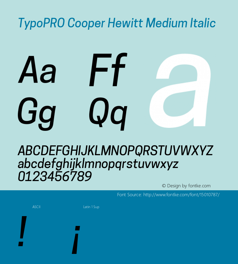 TypoPRO Cooper Hewitt Medium Italic 1.000 Font Sample