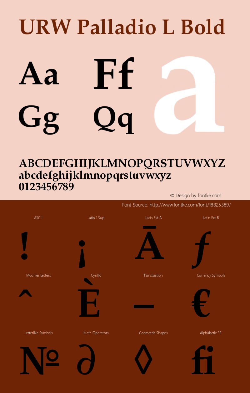 URW Palladio L Bold Version 1.06 Font Sample