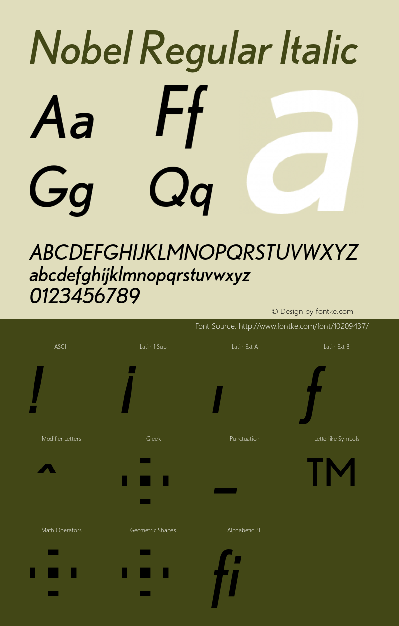 Nobel Regular Italic 001.000 Font Sample