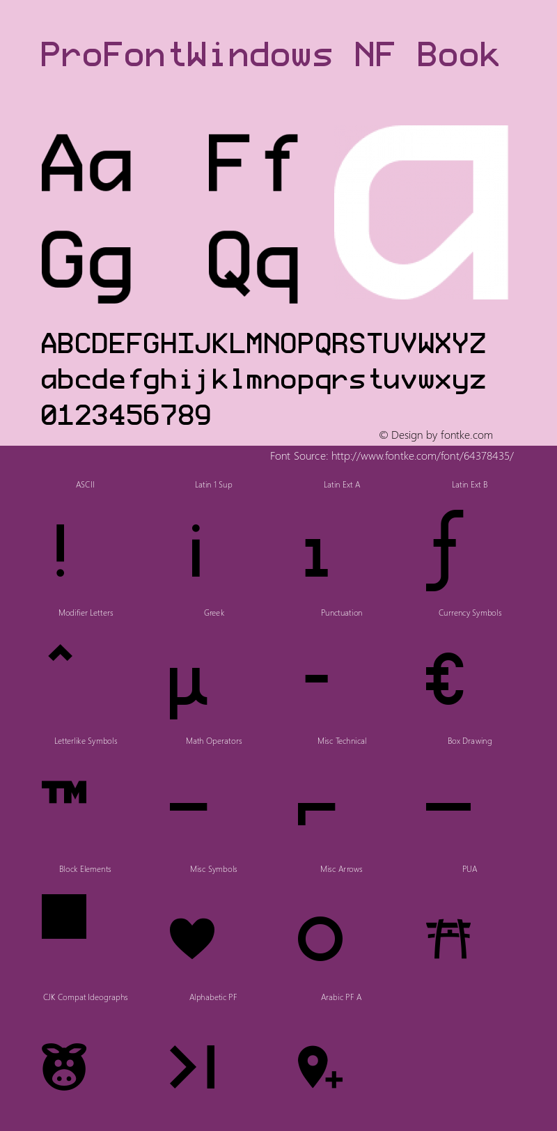 ProFontWindows Nerd Font Complete Mono Windows Compatible ProFontWindows 2.3 Font Sample