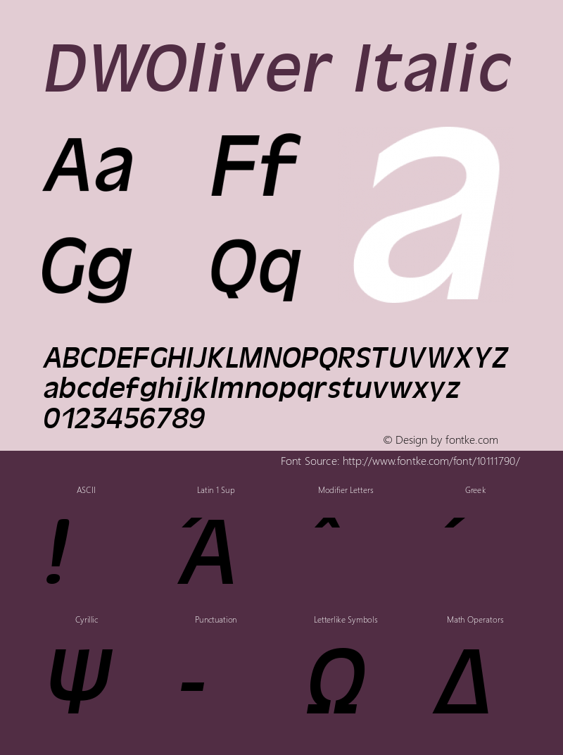 DWOliver Italic 10/26/2002 Font Sample