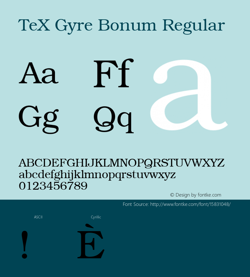 TeX Gyre Bonum Regular Version 1.103;PS 1.103;hotconv 1.0.49;makeotf.lib2.0.14853; ttfautohint (v1.4.1) Font Sample