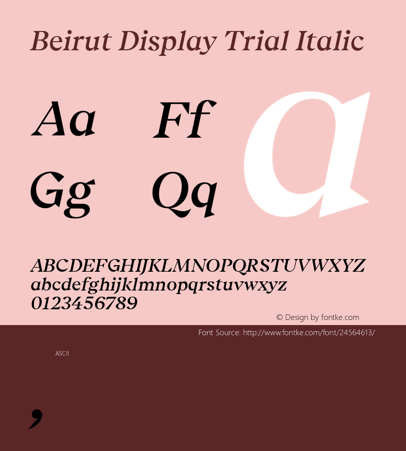 Beirut Display Trial Regular Italic Version 6.000;PS 006.000;hotconv 1.0.88;makeotf.lib2.5.64775 Font Sample