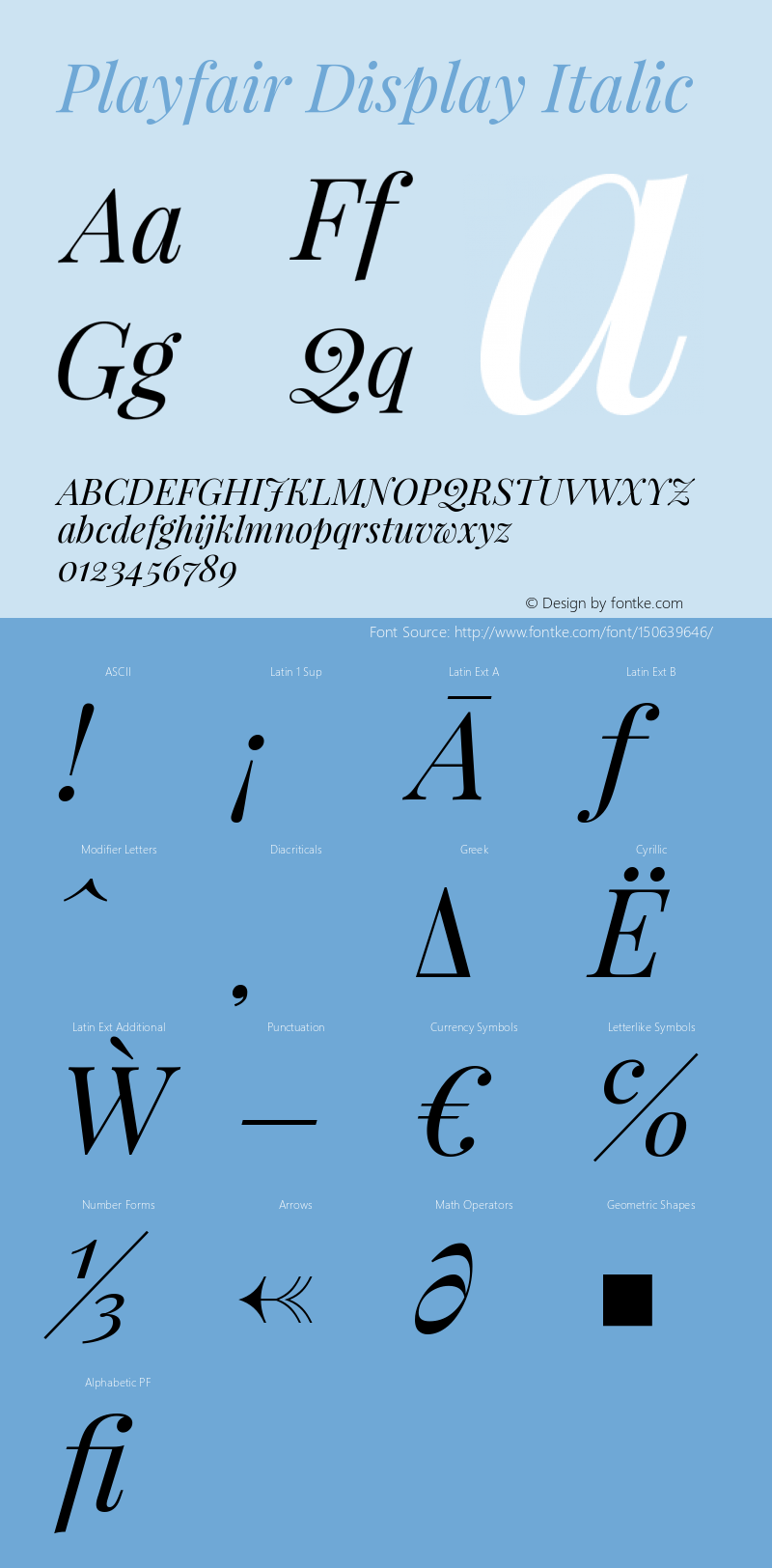 Playfair Display Italic Version 1.004;PS 001.004;hotconv 1.0.70;makeotf.lib2.5.58329 Font Sample