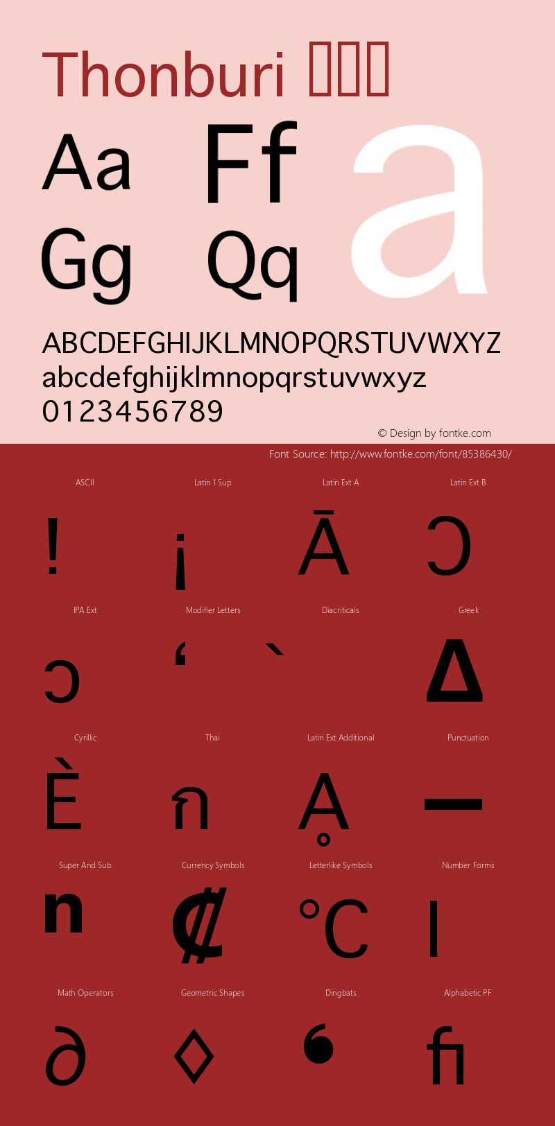 Thonburi 常规体  Font Sample