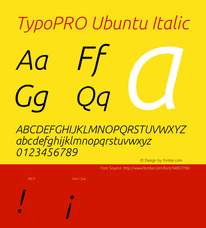 TypoPRO Ubuntu Italic Version 0.80 Font Sample