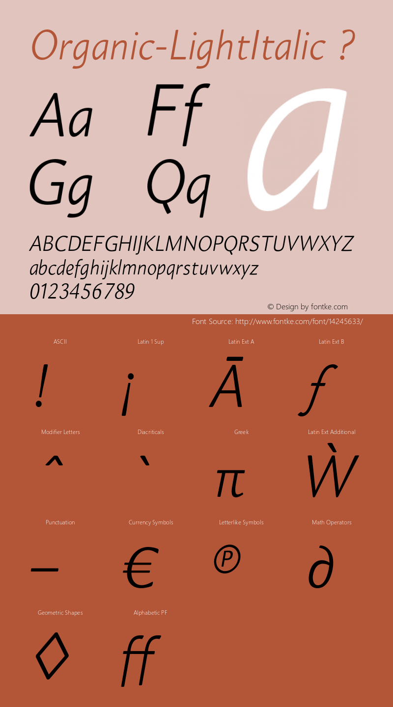 Organic-LightItalic ? Version 1.001;com.myfonts.positype.organic.light-italic.wfkit2.3fRP Font Sample