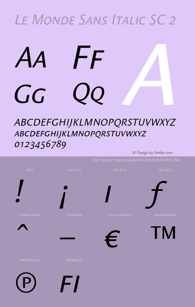 Le Monde Sans Italic SC 2 001.000 Font Sample